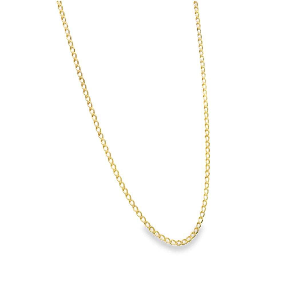9ct Yellow Gold Fine Curb Chain - 18.5" - 2.6g
