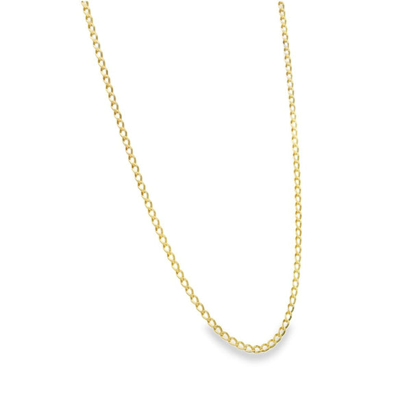 9ct Yellow Gold Fine Curb Chain - 18.5" - 2.6g