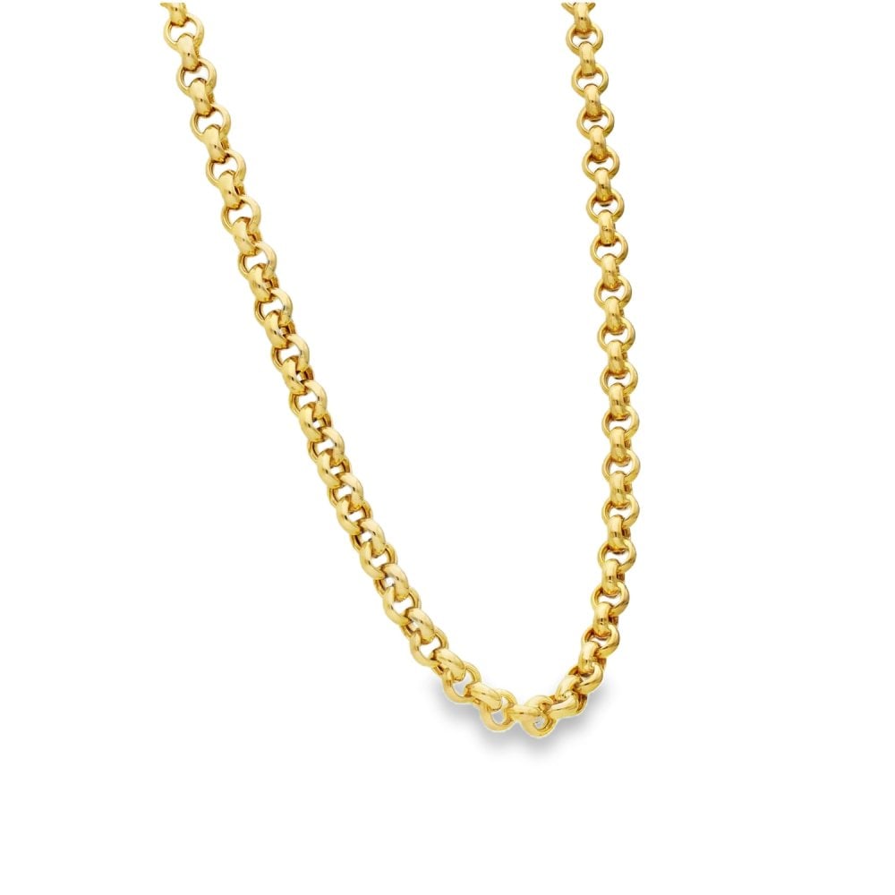 9ct Yellow Gold Hollow Round Belcher Chain - 18" - 15.4g