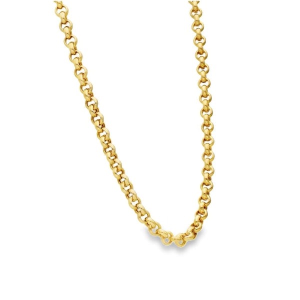 9ct Yellow Gold Hollow Round Belcher Chain - 18" - 15.4g