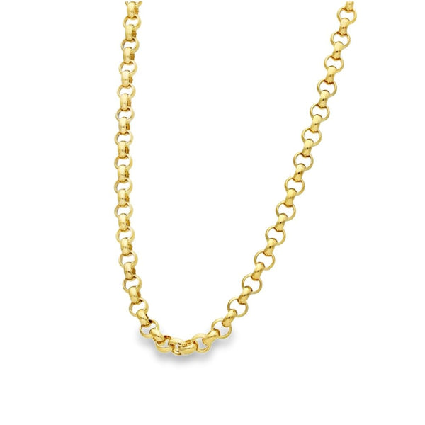9ct Yellow Gold Hollow Round Belcher Chain - 20" - 13.7g