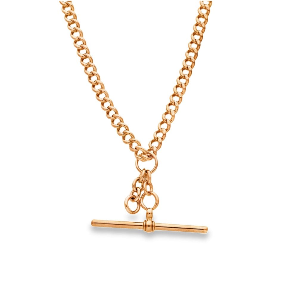 9ct Yellow Gold Double Albert Chain & T-Bar - 8.5" - 29.6g