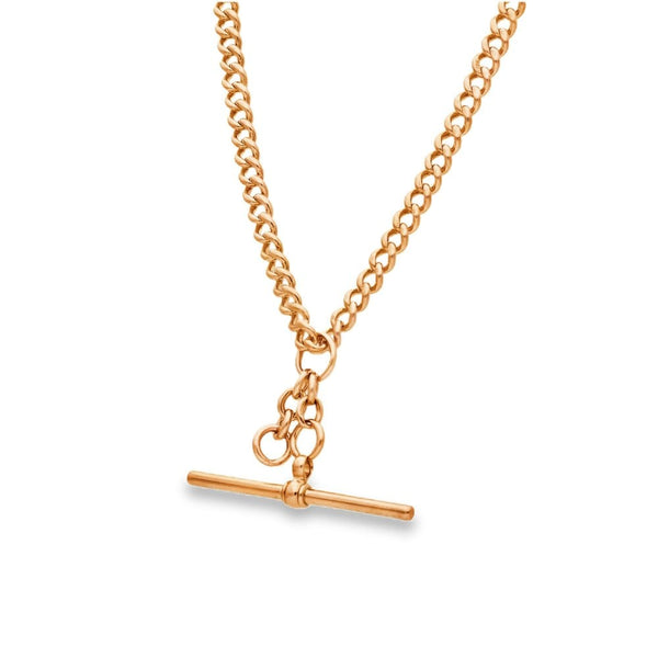 9ct Yellow Gold Double Albert Chain & T-Bar - 8.5" - 29.6g