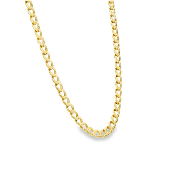 9ct Yellow Gold Flat Curb Chain - 22" - 21.4g