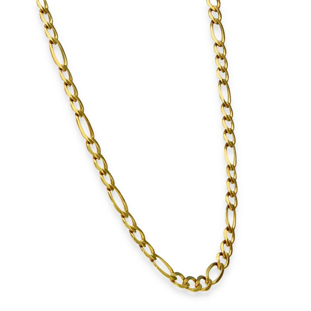 9ct Yellow Gold D-Cut Figaro Chain - 30" - 21.5g