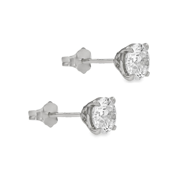 2.04ct White Gold Round Diamond Stud Earrings - F-G/SI1/2