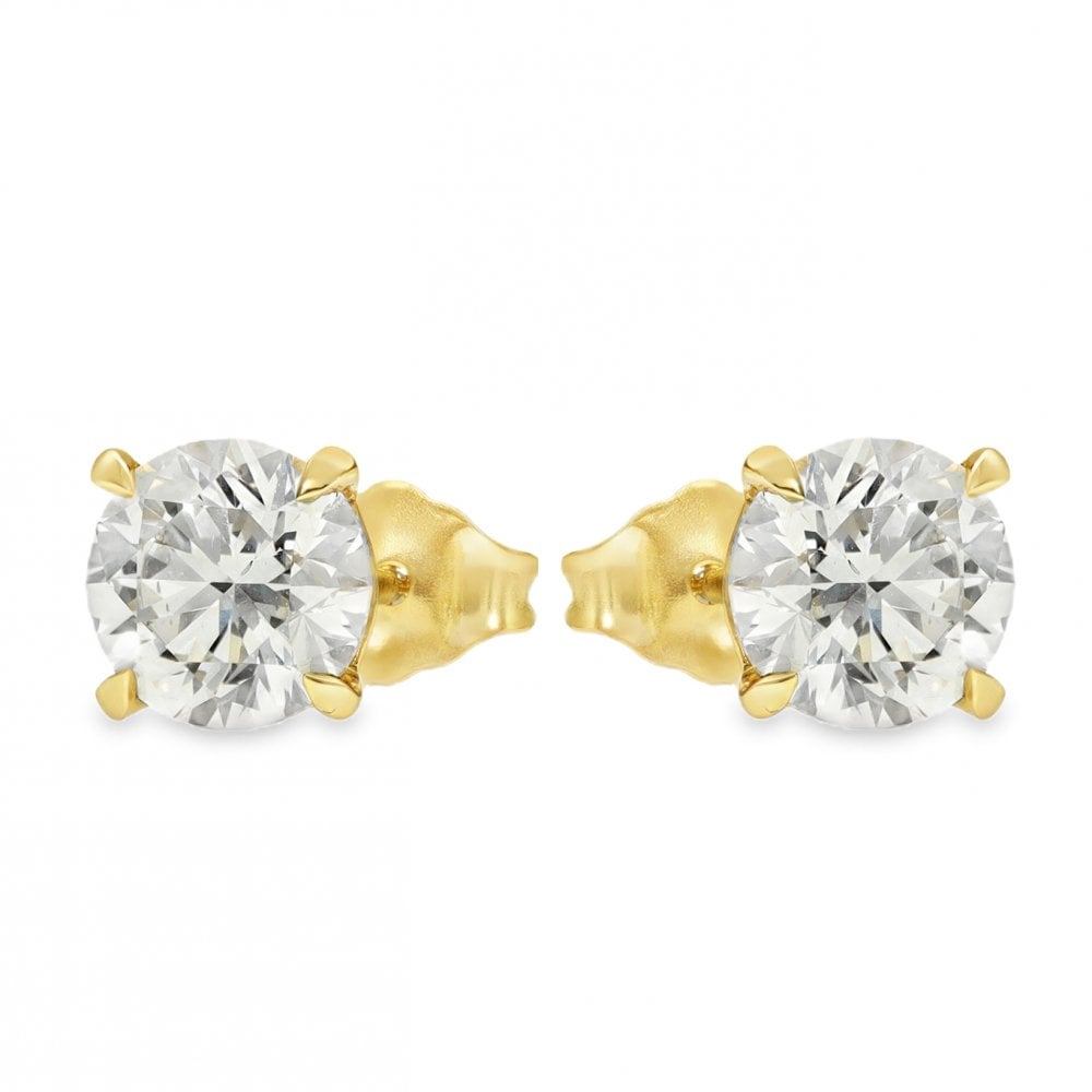 2.04ct Yellow Gold Round Diamond Stud Earrings - F-G/SI1/2