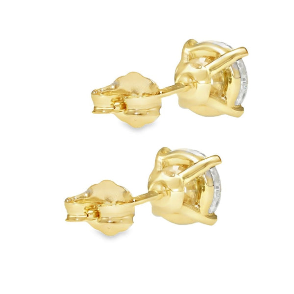 2.04ct Yellow Gold Round Diamond Stud Earrings - F-G/SI1/2
