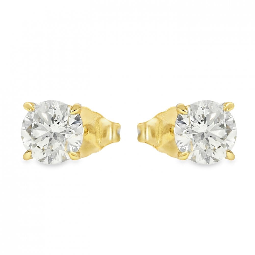 1.49ct Yellow Gold Round Diamond Stud Earrings - F-G/SI1/2
