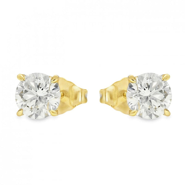 1.49ct Yellow Gold Round Diamond Stud Earrings - F-G/SI1/2