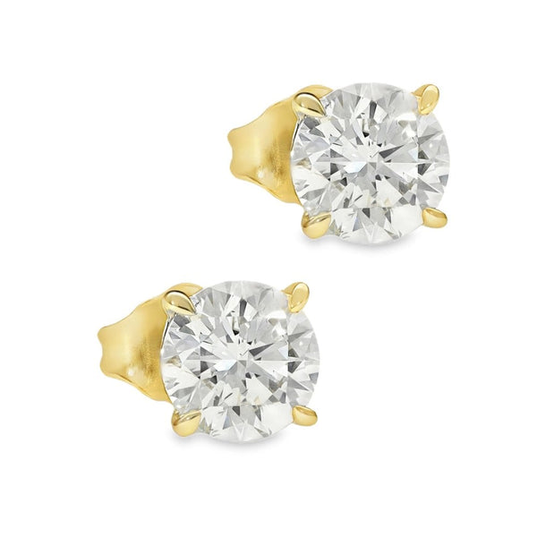 1.49ct Yellow Gold Round Diamond Stud Earrings - F-G/SI1/2