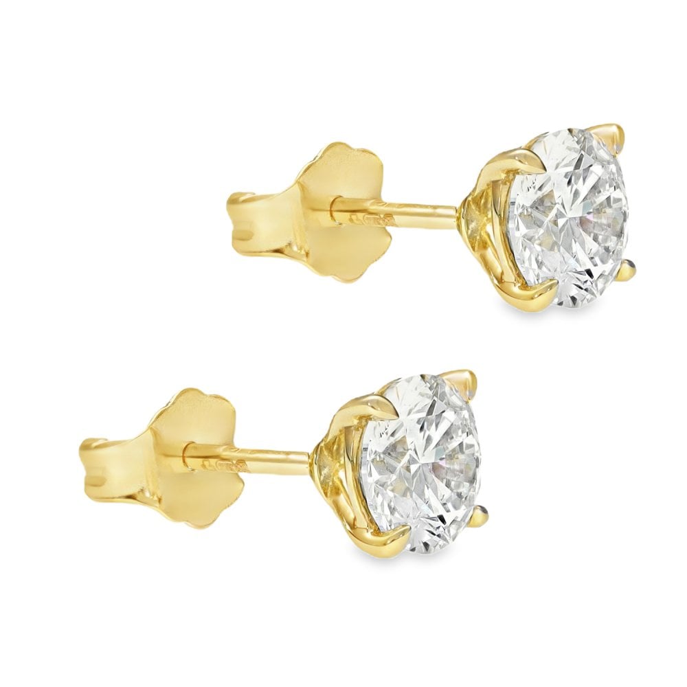 1.49ct Yellow Gold Round Diamond Stud Earrings - F-G/SI1/2