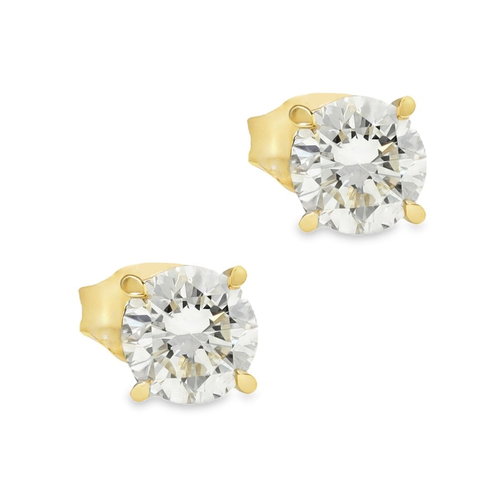 1.02ct Yellow Gold Round Diamond Stud Earrings - F-G/SI1/2