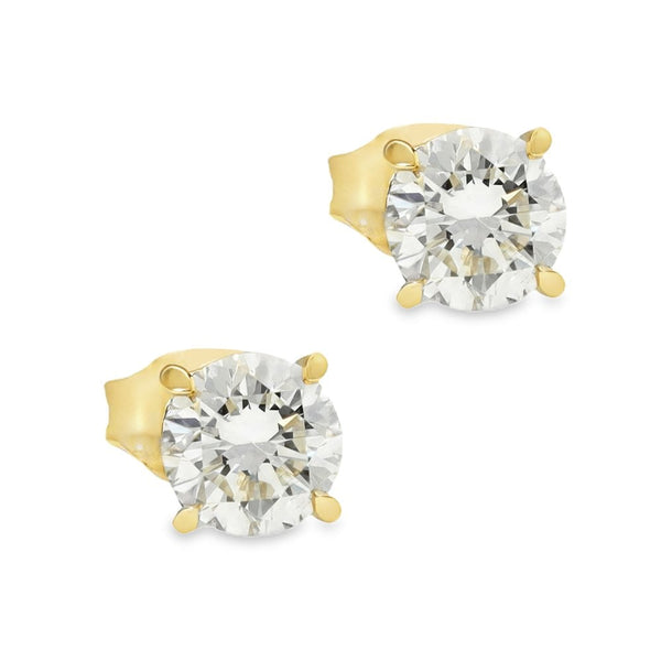 1.02ct Yellow Gold Round Diamond Stud Earrings - F-G/SI1/2