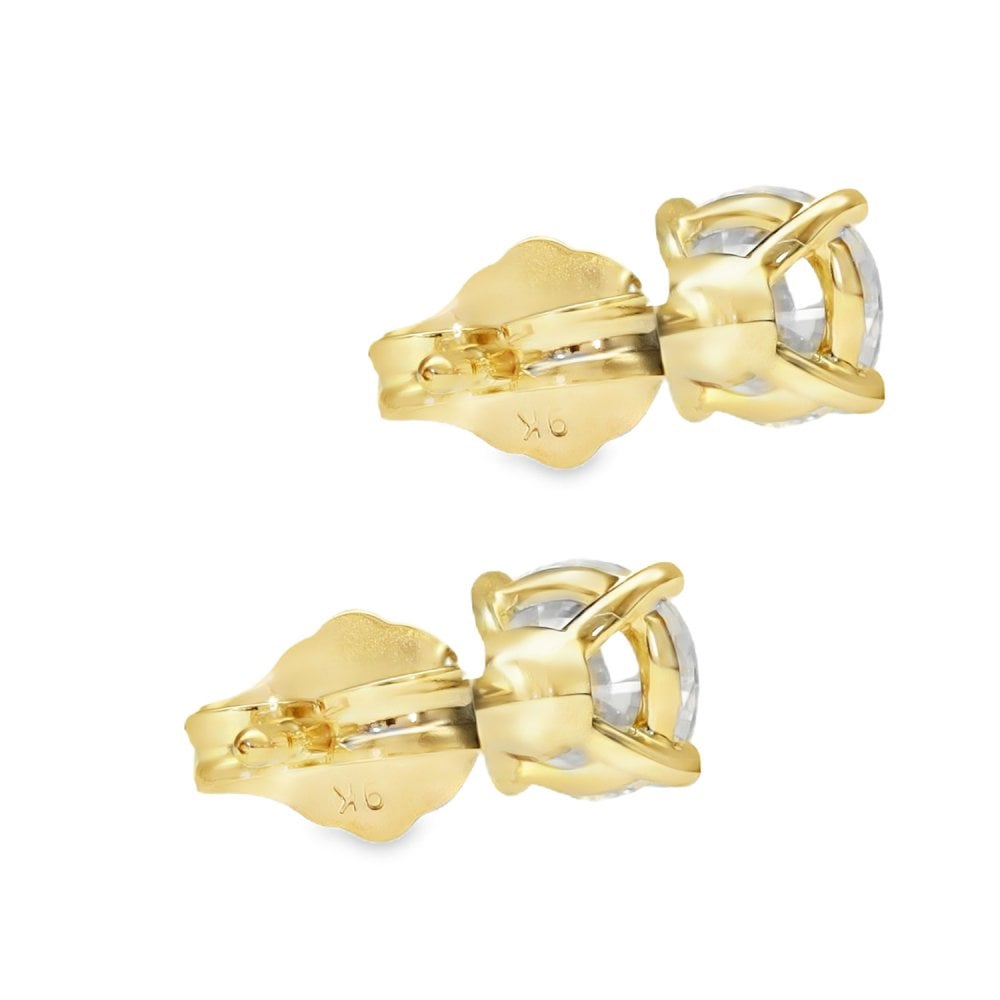 1.02ct Yellow Gold Round Diamond Stud Earrings - F-G/SI1/2