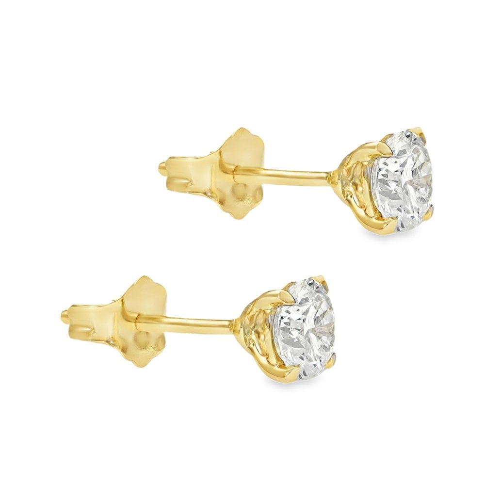 1.02ct Yellow Gold Round Diamond Stud Earrings - F-G/SI1/2