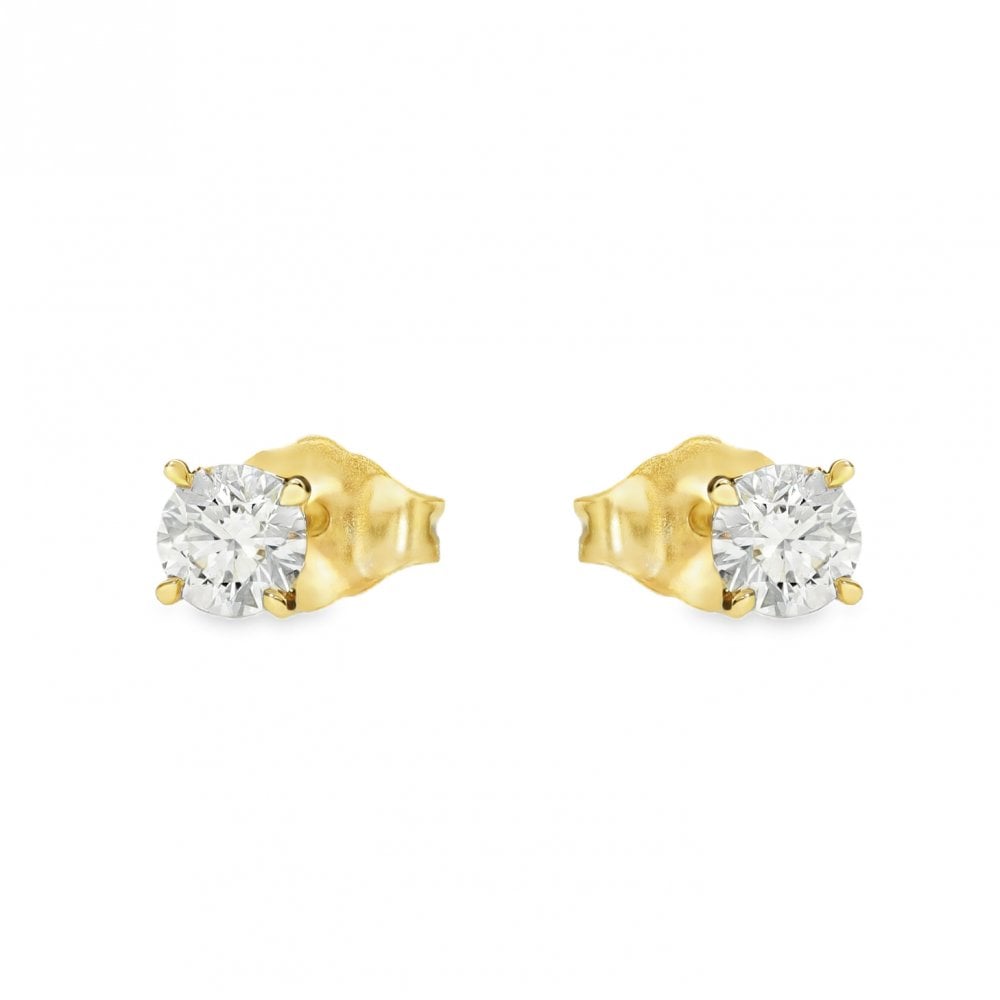 0.50ct Yellow Gold Round Diamond Stud Earrings - F-G/VS