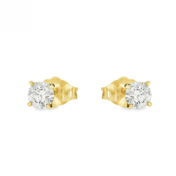 0.50ct Yellow Gold Round Diamond Stud Earrings - F-G/VS