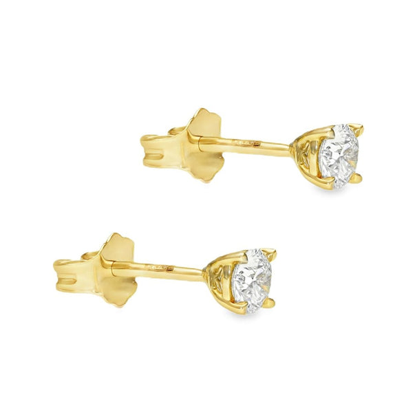 0.50ct Yellow Gold Round Diamond Stud Earrings - F-G/VS