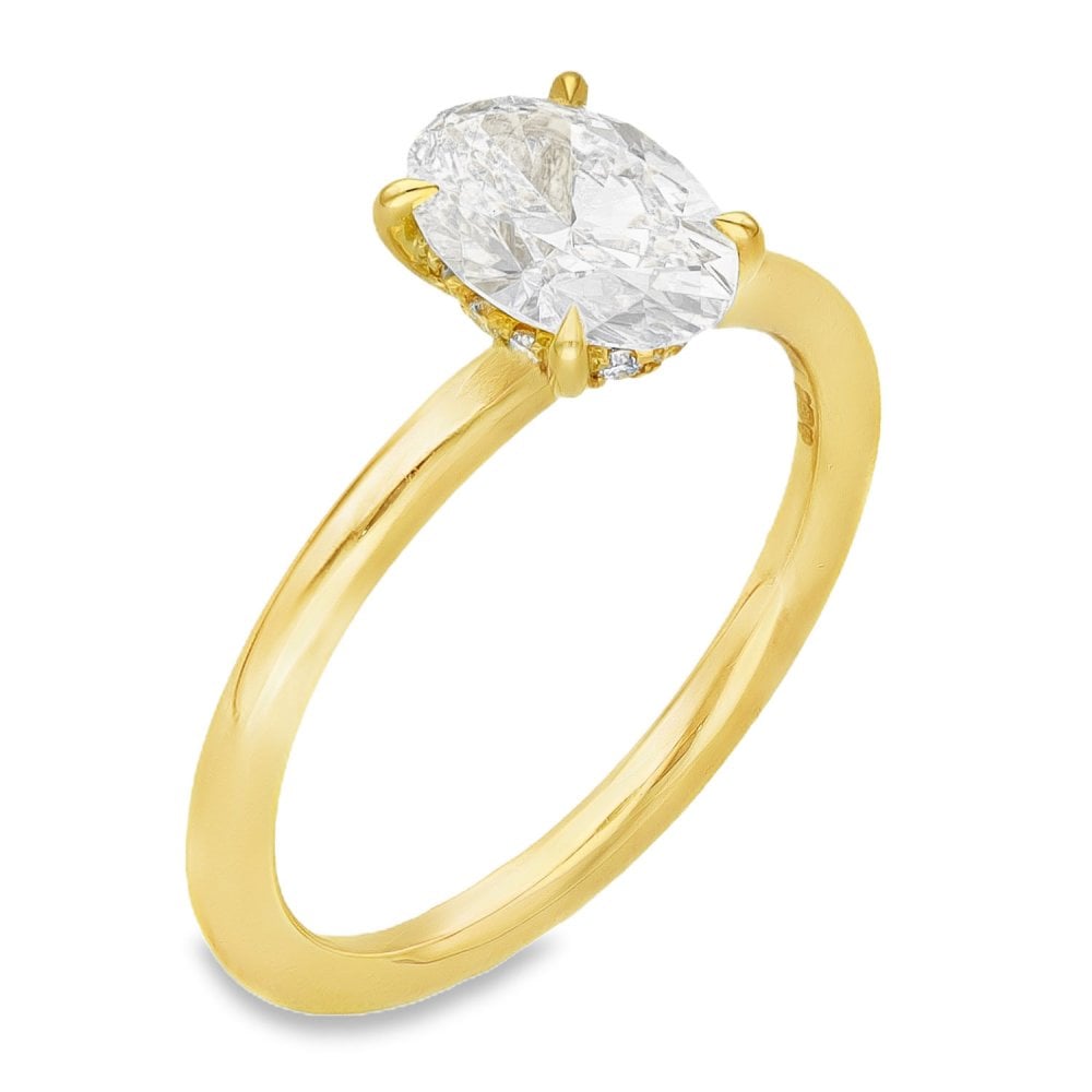 1.16ct Yellow Gold Oval Diamond Engagement Ring - D-F/VVS2-VS