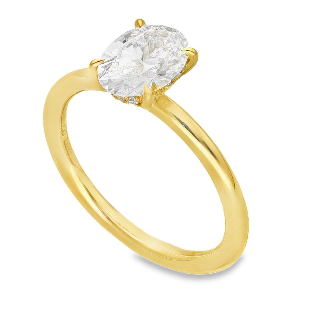 1.16ct Yellow Gold Oval Diamond Engagement Ring - D-F/VVS2-VS