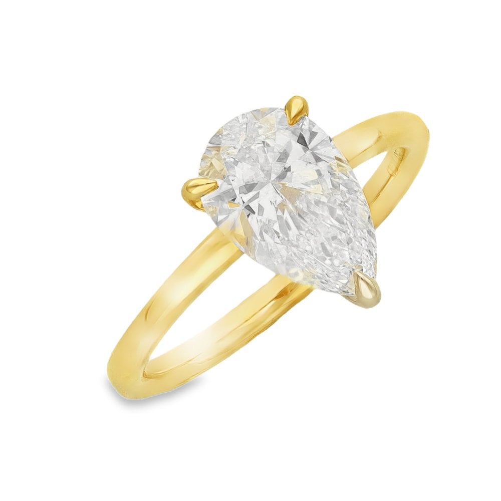 2.17ct Yellow Gold Pear Diamond Engagement Ring - E-F/VS2-VS