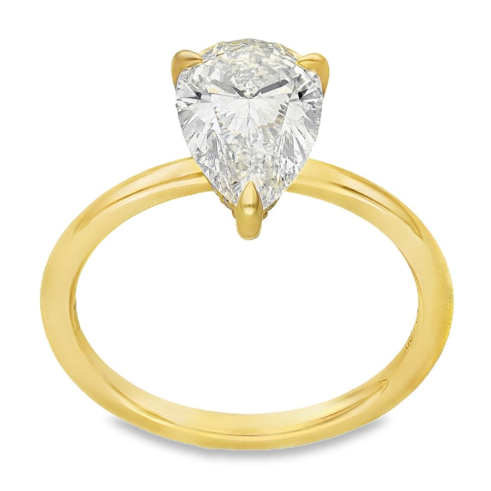2.17ct Yellow Gold Pear Diamond Engagement Ring - E-F/VS2-VS