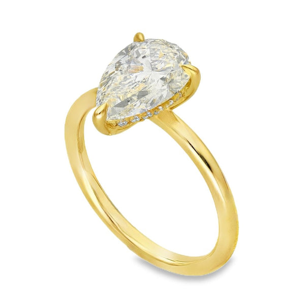 2.17ct Yellow Gold Pear Diamond Engagement Ring - E-F/VS2-VS