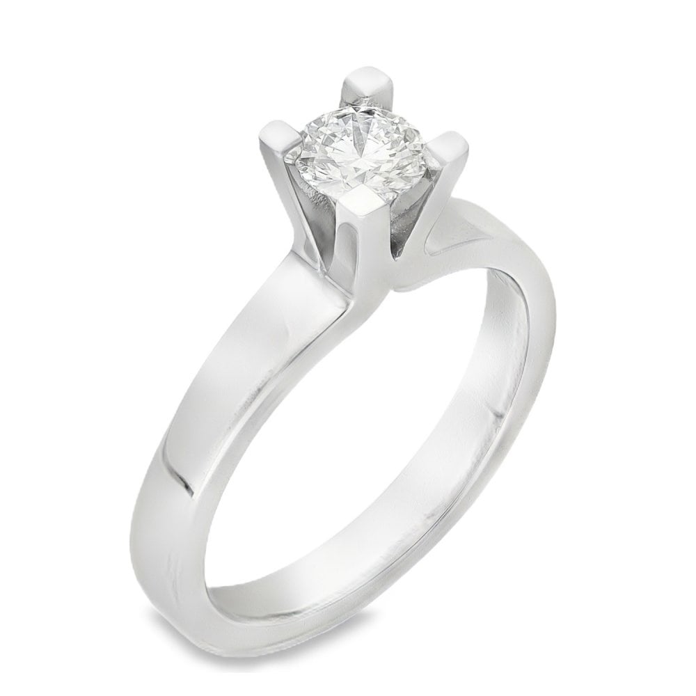 18ct White Gold Solitaire Engagement Ring - Size N - 0.50ct