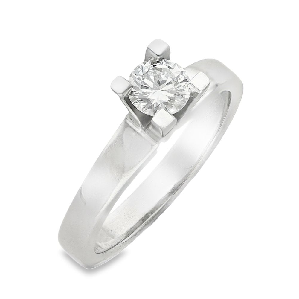 18ct White Gold Solitaire Engagement Ring - Size N - 0.50ct