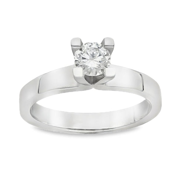 18ct White Gold Solitaire Engagement Ring - Size N - 0.50ct