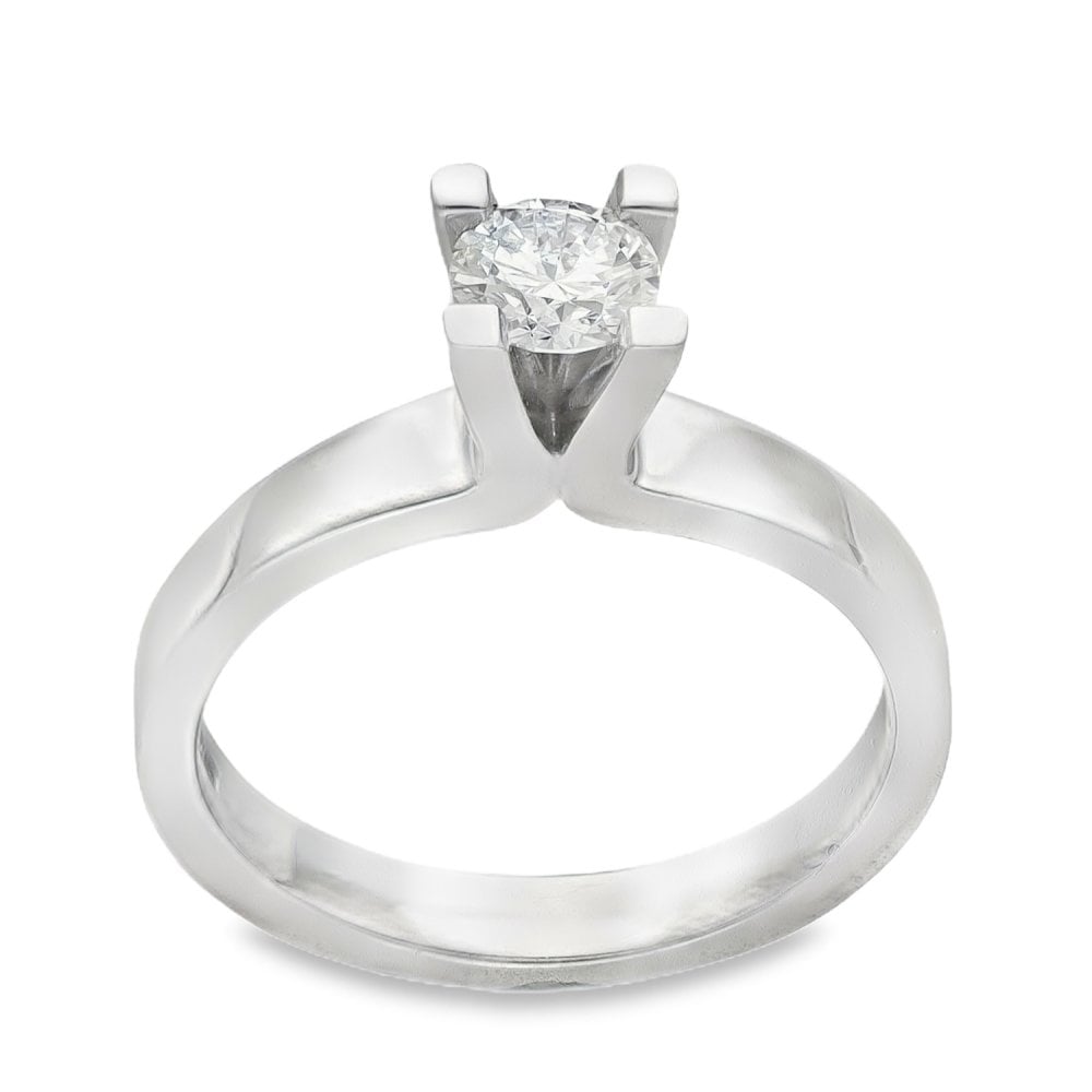 18ct White Gold Solitaire Engagement Ring - Size N - 0.50ct