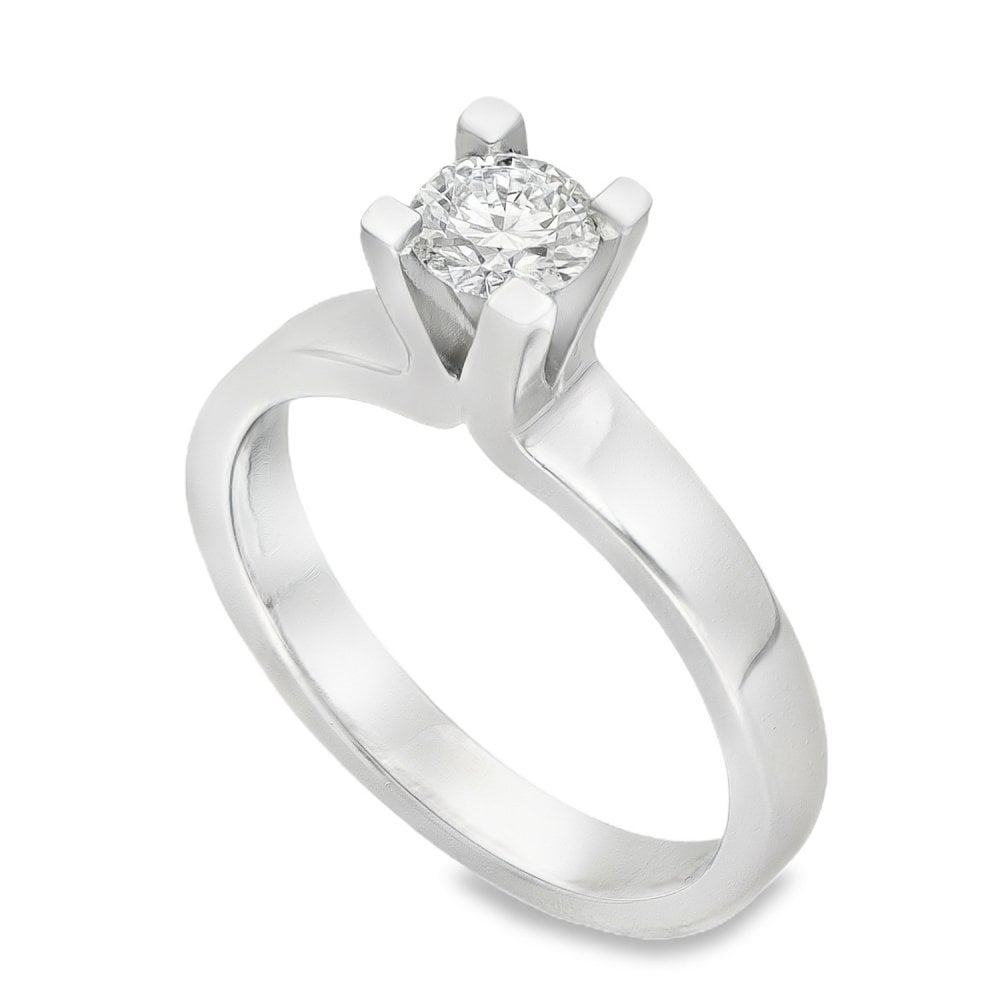 18ct White Gold Solitaire Engagement Ring - Size N - 0.50ct