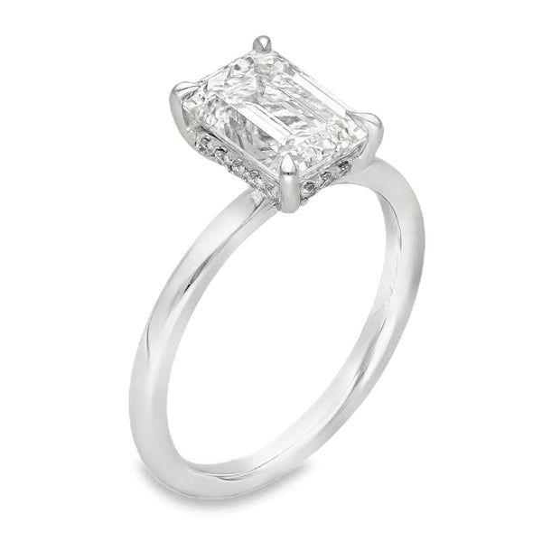 2.14ct Platinum Emerald Diamond Engagement Ring - F-H/VS2