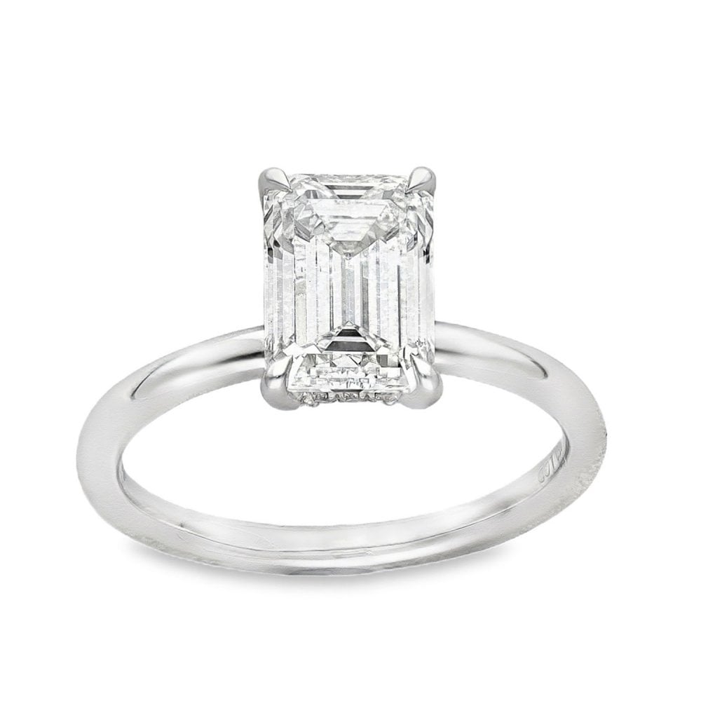 2.14ct Platinum Emerald Diamond Engagement Ring - F-H/VS2