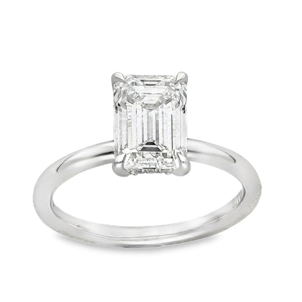 2.14ct Platinum Emerald Diamond Engagement Ring - F-H/VS2