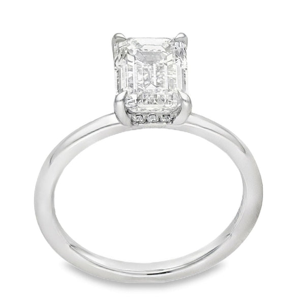 2.14ct Platinum Emerald Diamond Engagement Ring - F-H/VS2