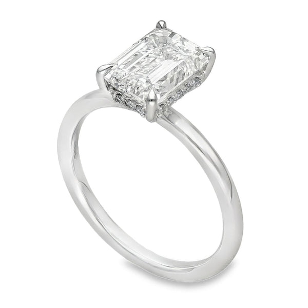 2.14ct Platinum Emerald Diamond Engagement Ring - F-H/VS2
