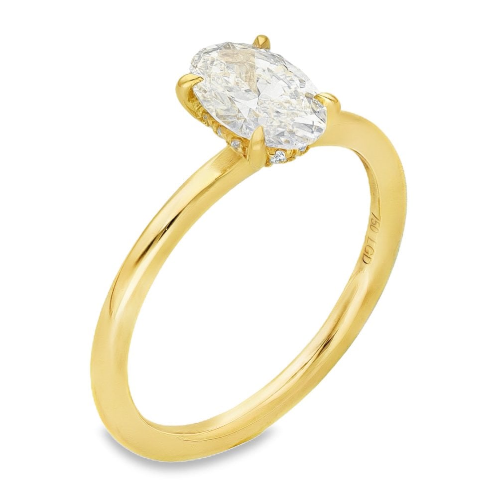 1.08ct Yellow Gold Oval Diamond Engagement Ring - E-F/VS2
