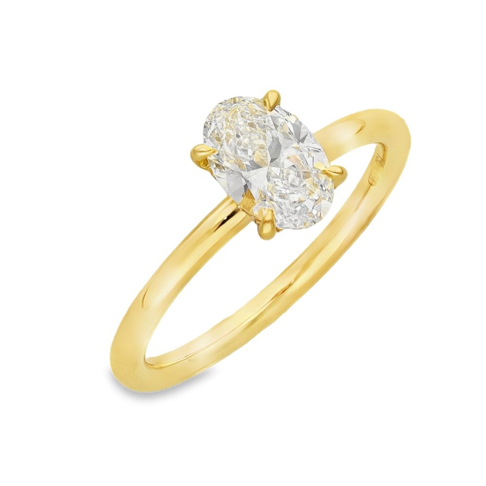 1.08ct Yellow Gold Oval Diamond Engagement Ring - E-F/VS2