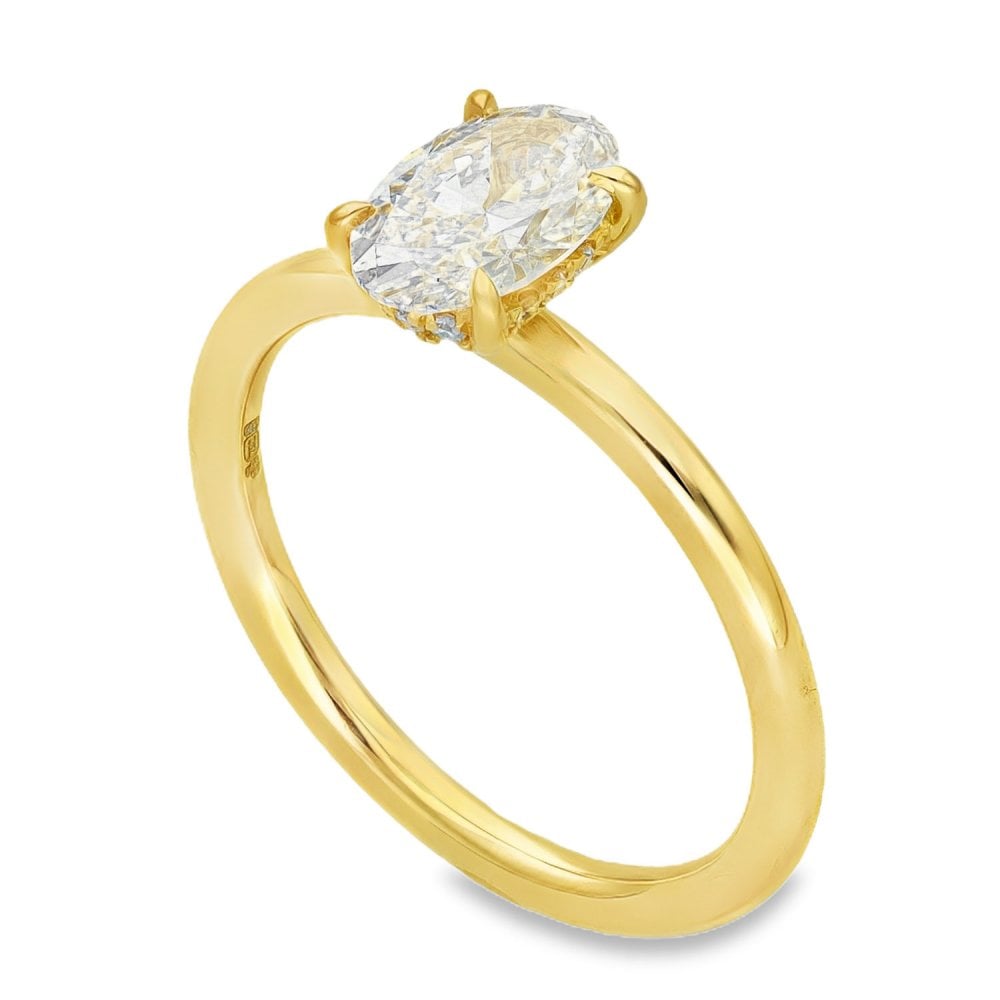 1.08ct Yellow Gold Oval Diamond Engagement Ring - E-F/VS2
