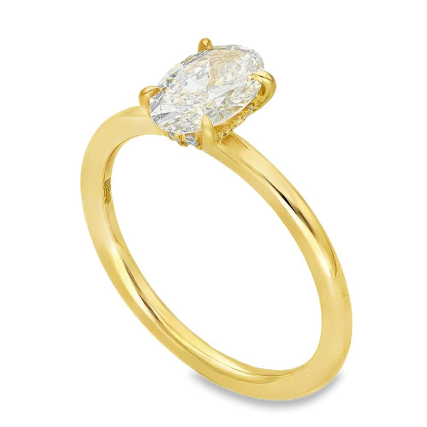 1.08ct Yellow Gold Oval Diamond Engagement Ring - E-F/VS2