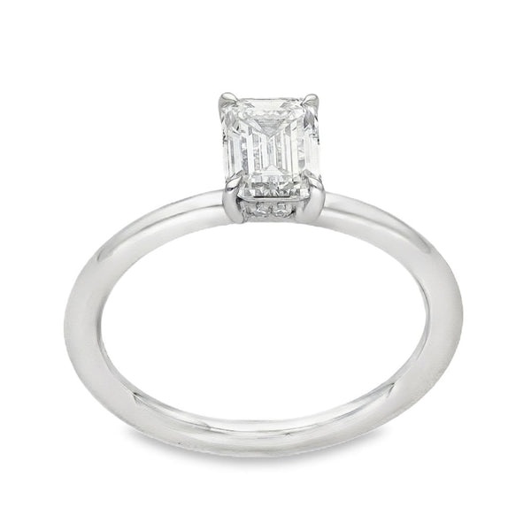 1.15ct Platinum Emerald Diamond Engagement Ring - D-F/VS2