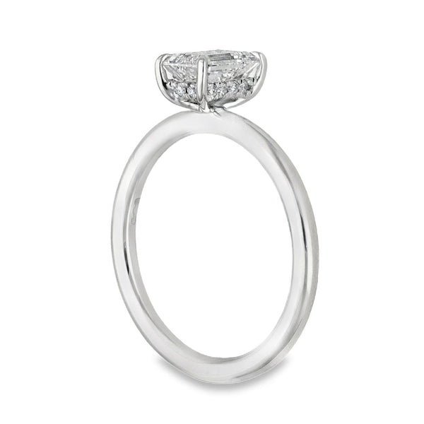 1.15ct Platinum Emerald Diamond Engagement Ring - D-F/VS2