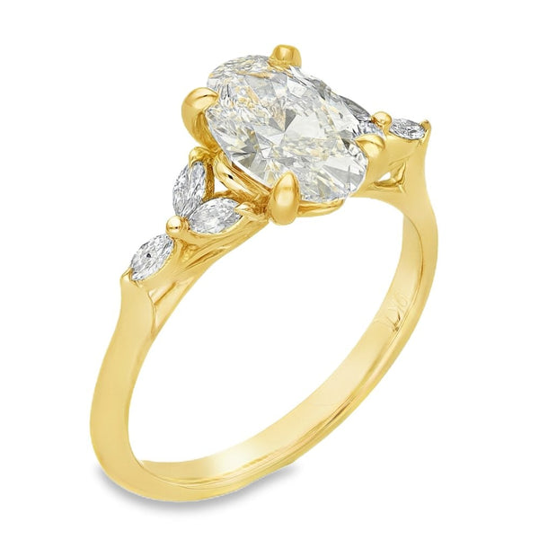 1.64ct Yellow Gold Certified Oval Diamond Engagement Ring-D/VVS2