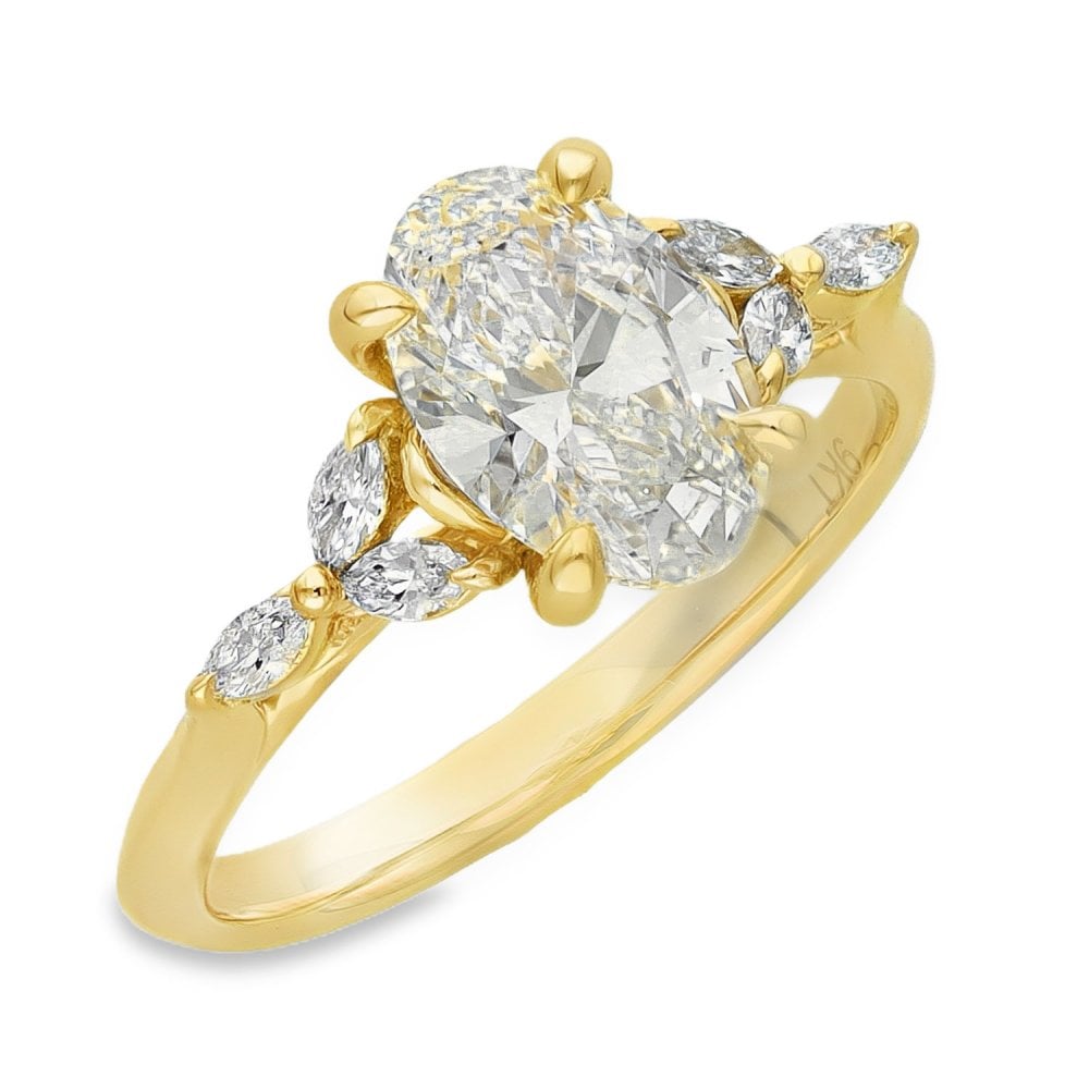 1.64ct Yellow Gold Certified Oval Diamond Engagement Ring-D/VVS2