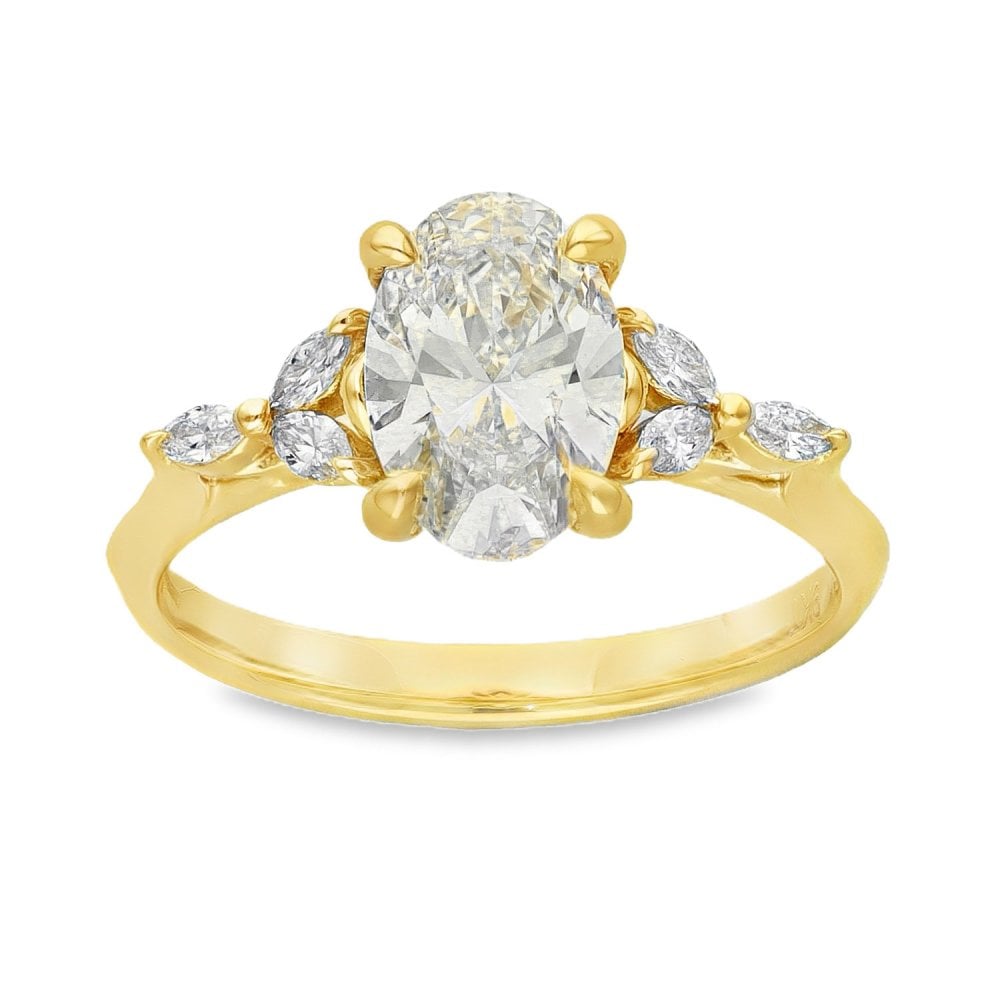 1.64ct Yellow Gold Certified Oval Diamond Engagement Ring-D/VVS2