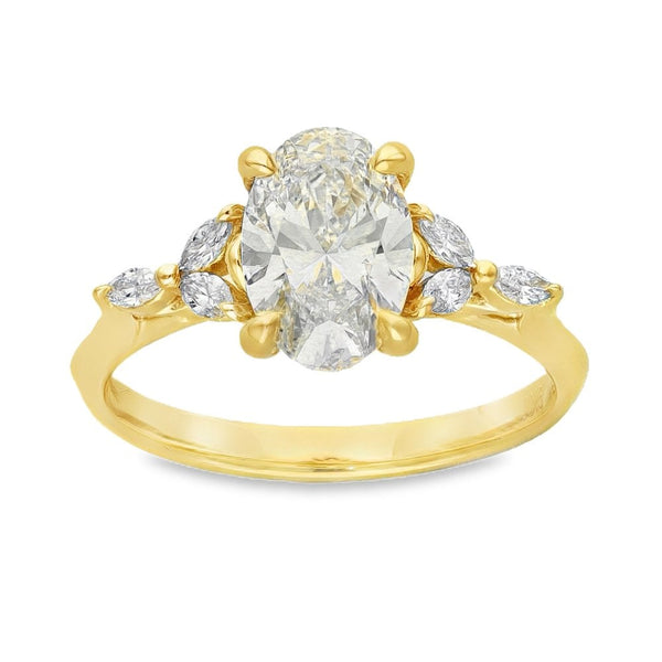 1.64ct Yellow Gold Certified Oval Diamond Engagement Ring-D/VVS2