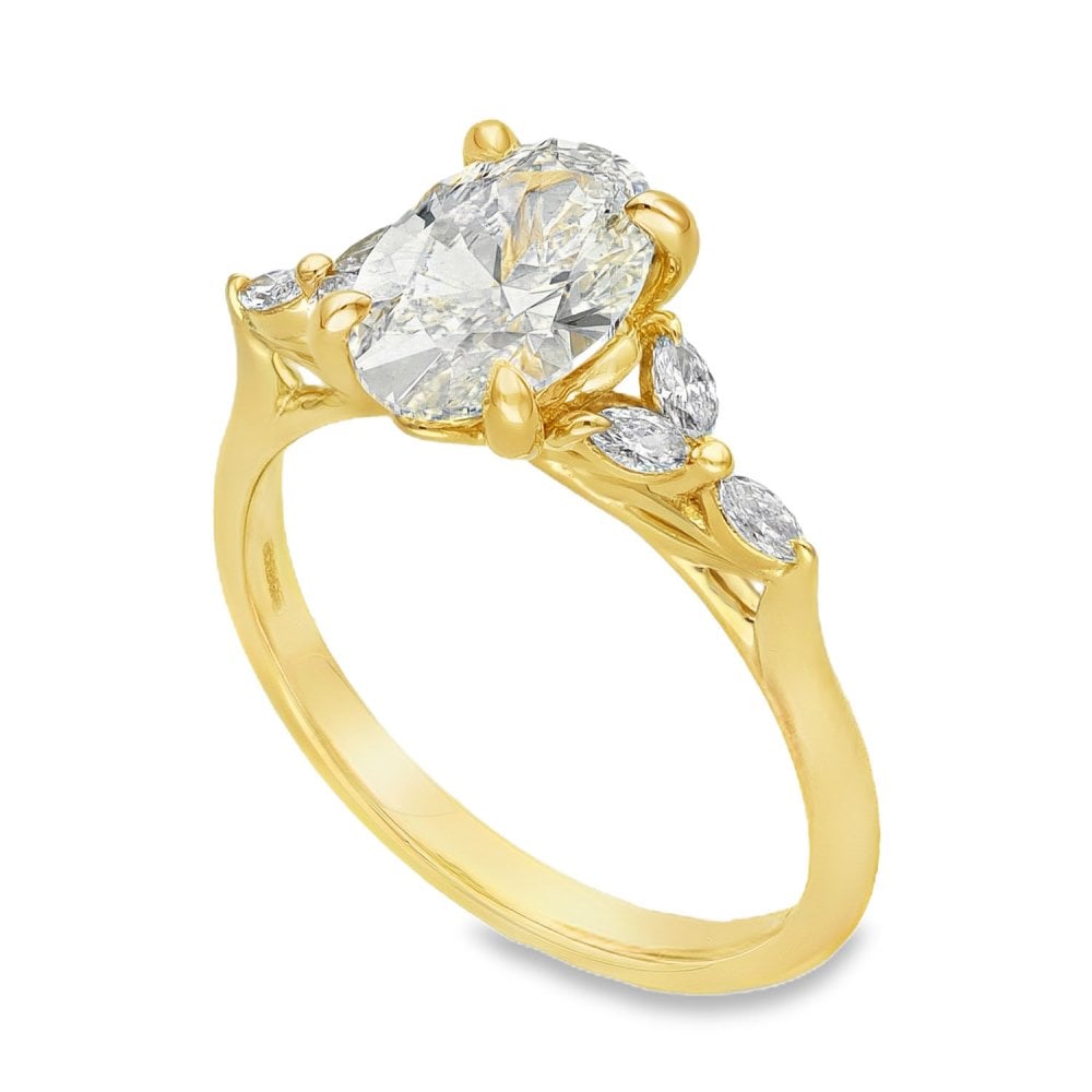 1.64ct Yellow Gold Certified Oval Diamond Engagement Ring-D/VVS2