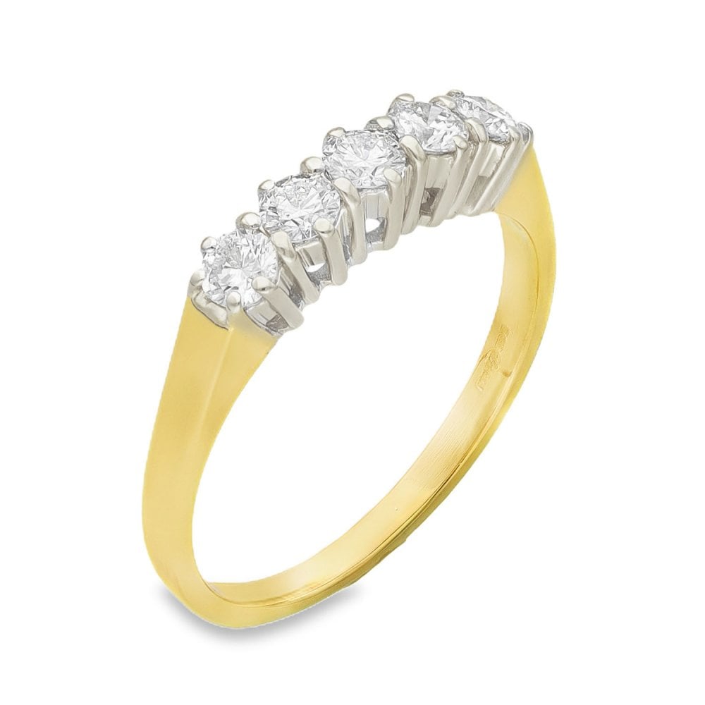 18ct Yellow Gold Diamond Half-Eternity Ring - Size M½ - 0.40ct